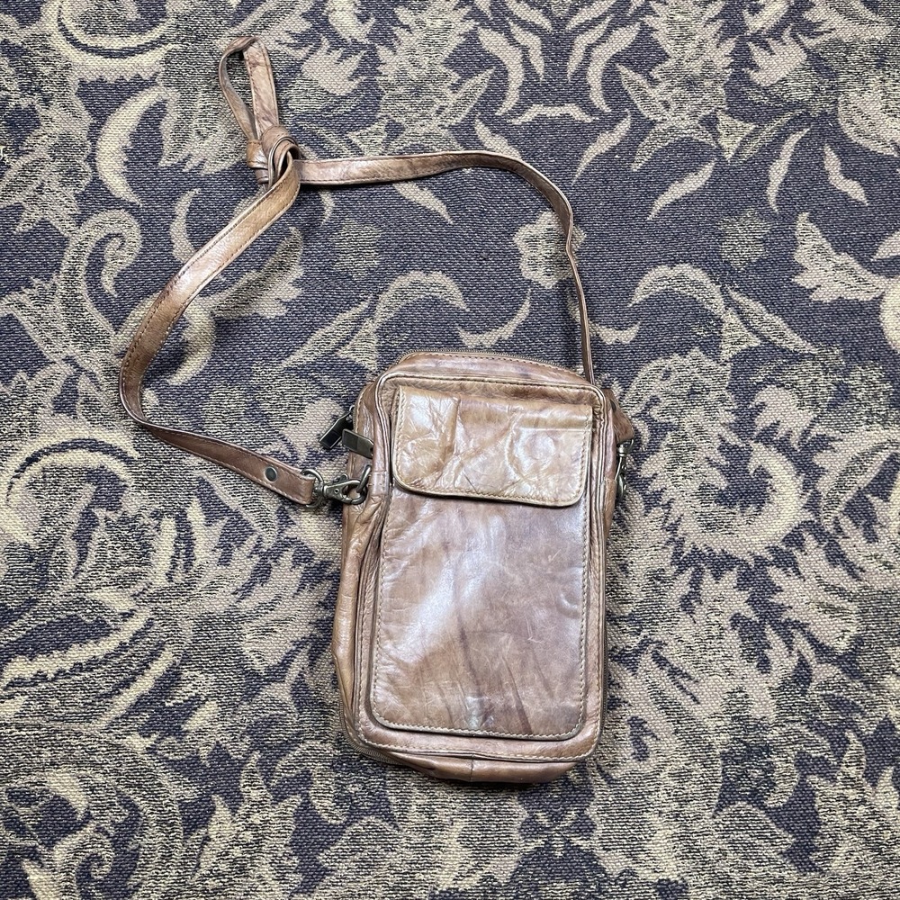 Vtg 90s Wilson Leather Brown Crossbody Shoulder Bag Wallet